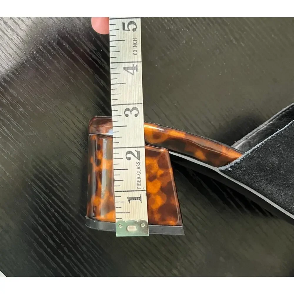 NWOB Yellow Box "Chanelle" square toe black suede chunky Y2K block heels - Picture 5 of 8